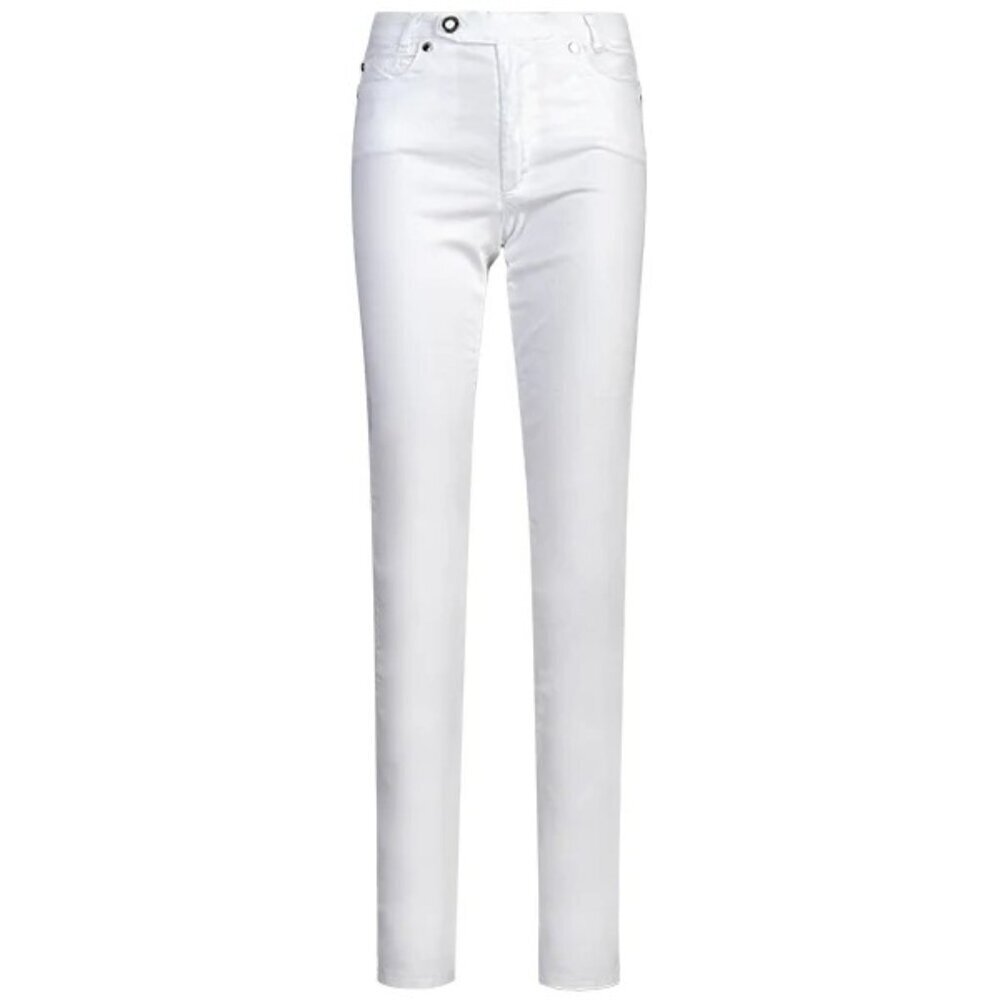 Leggiadro Classic 5-Pocket White Jeans Size 10 Straight-Leg Cotton Stretch Pants